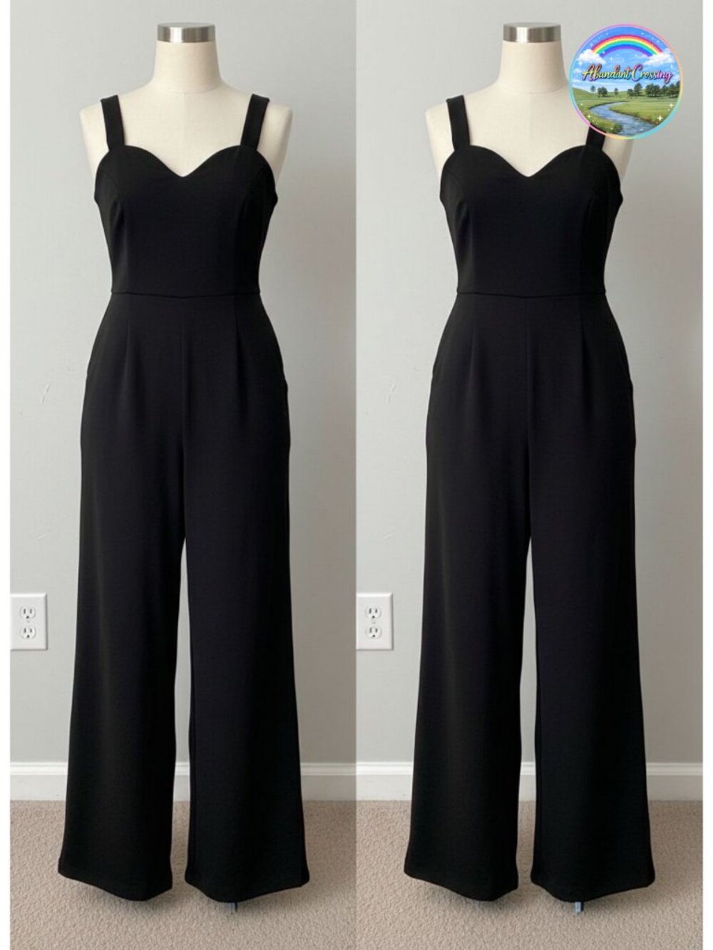 Women's Sleeveless Wide-Leg Jumpsuit with Pockets Sweetheart Neck